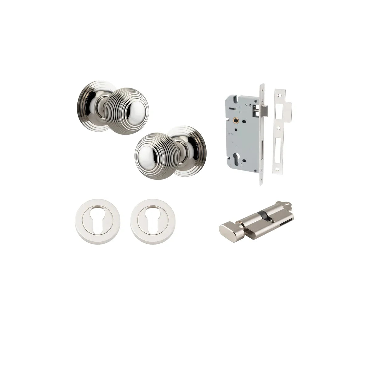 Guildford Knob - Round Rose Entrance Kit with Separate High Security Lock - entrance set configuration (16 of 18)