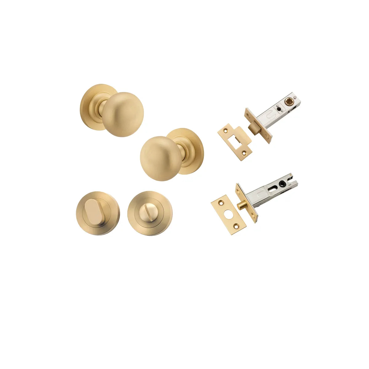 Cambridge Knob - Round Rose Privacy Kit with Separate Privacy Turn in Brushed Brass - privacy set configuration