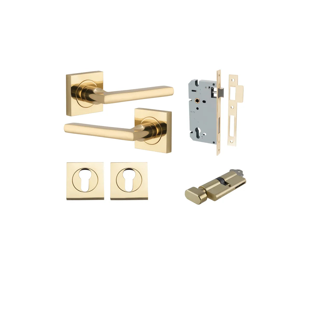 Baltimore Lever - Square Rose Entrance Kit with Separate High Security Lock