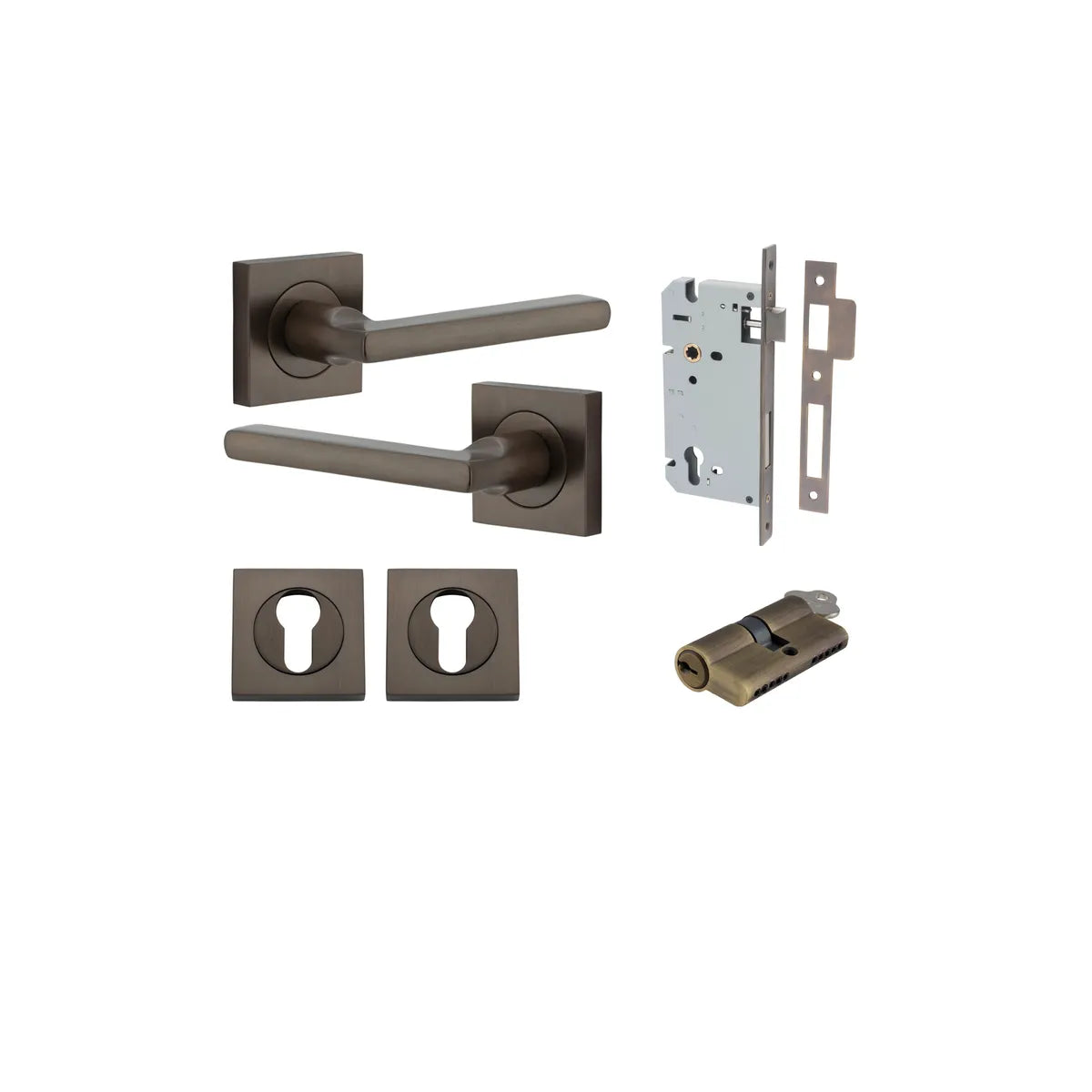 Baltimore Lever - Square Rose Entrance Kit with Separate High Security Lock - entrance set configuration (7 of 14)