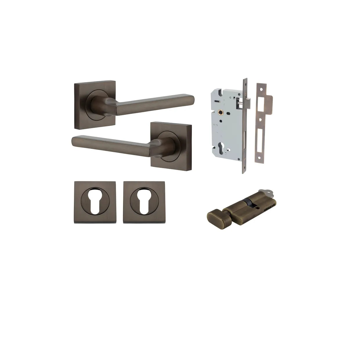 Baltimore Lever - Square Rose Entrance Kit with Separate High Security Lock - entrance set configuration (14 of 14)