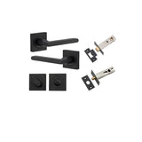 Baltimore Lever - Square Rose Privacy Kit with Separate Privacy Turn in Matt Black - privacy set configuration
