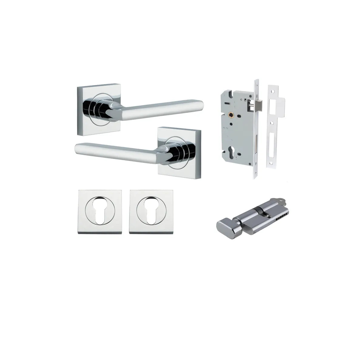Baltimore Lever - Square Rose Entrance Kit with Separate High Security Lock - entrance set configuration (12 of 14)