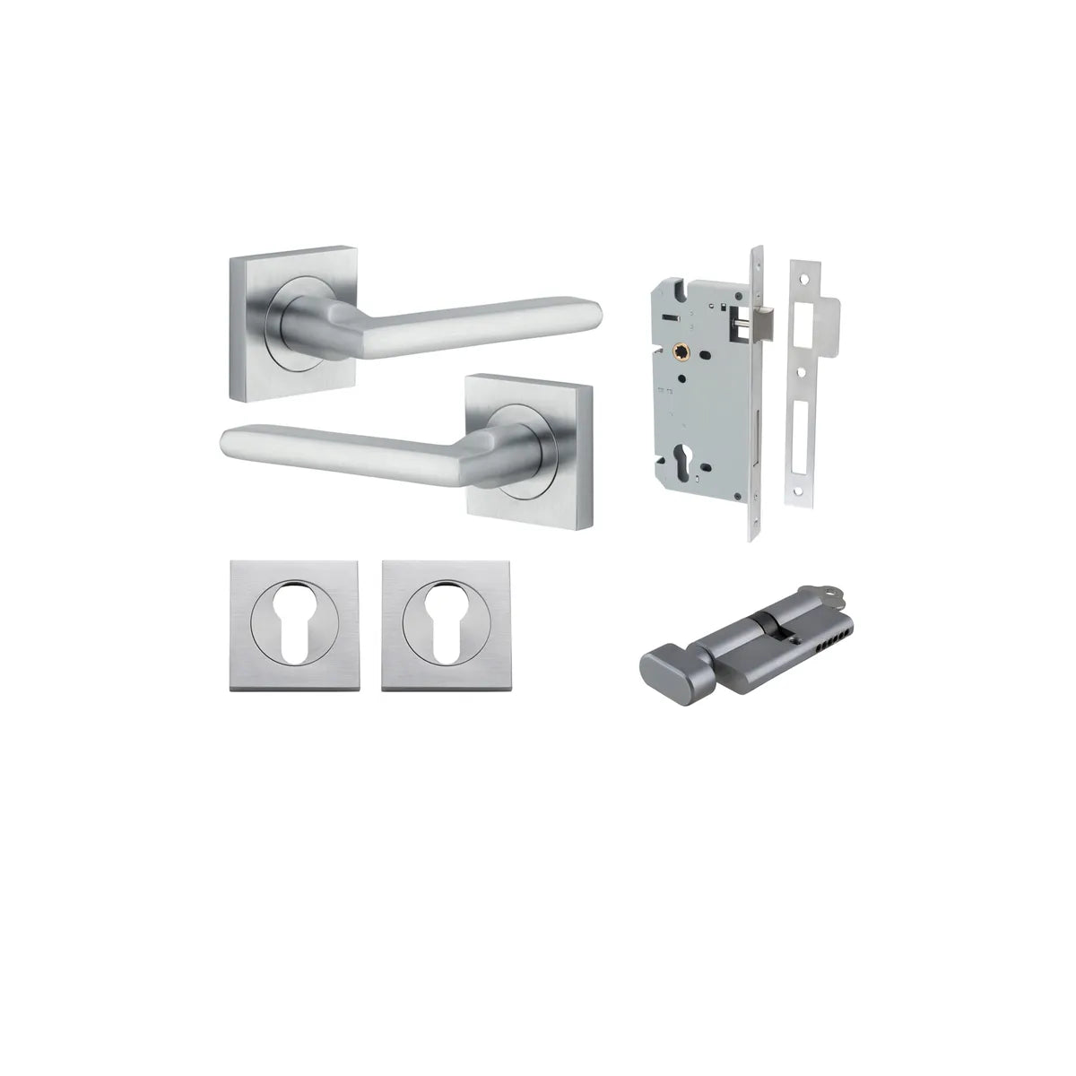 Baltimore Lever - Square Rose Entrance Kit with Separate High Security Lock - entrance set configuration (9 of 14)
