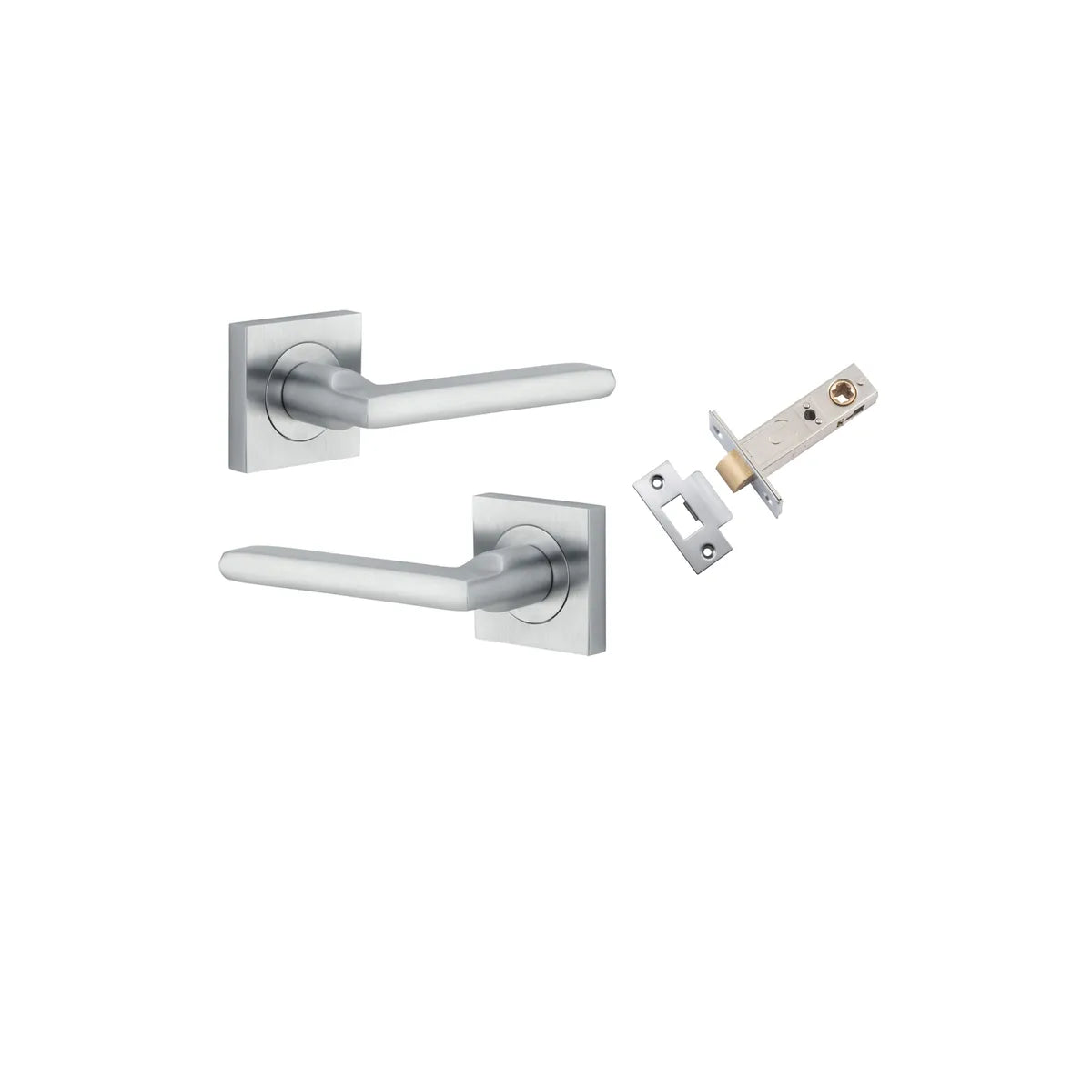 Baltimore Lever - Square Rose Passage Kit in Brushed Chrome - angled product view