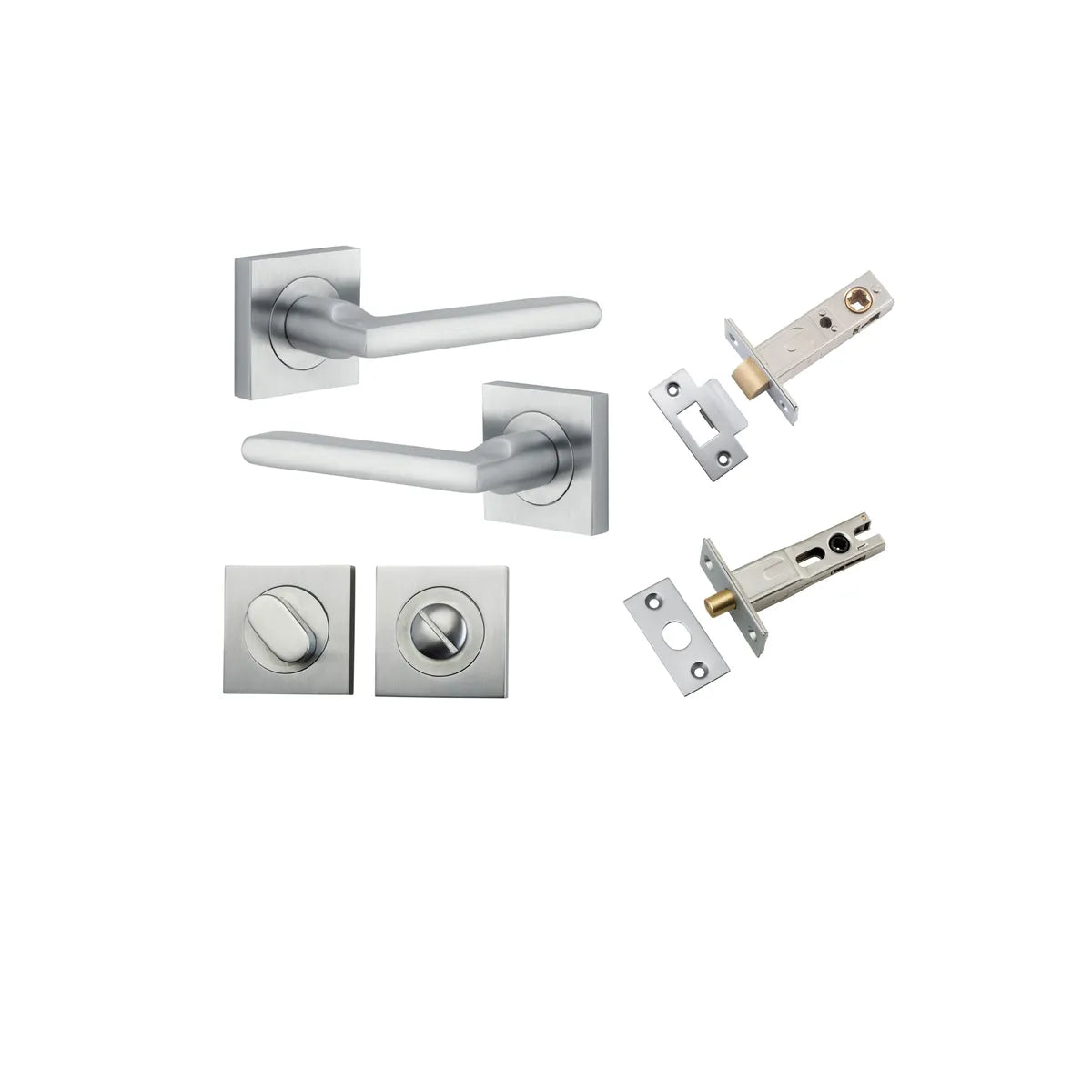 Baltimore Lever - Square Rose Privacy Kit with Separate Privacy Turn in Brushed Chrome - privacy set configuration
