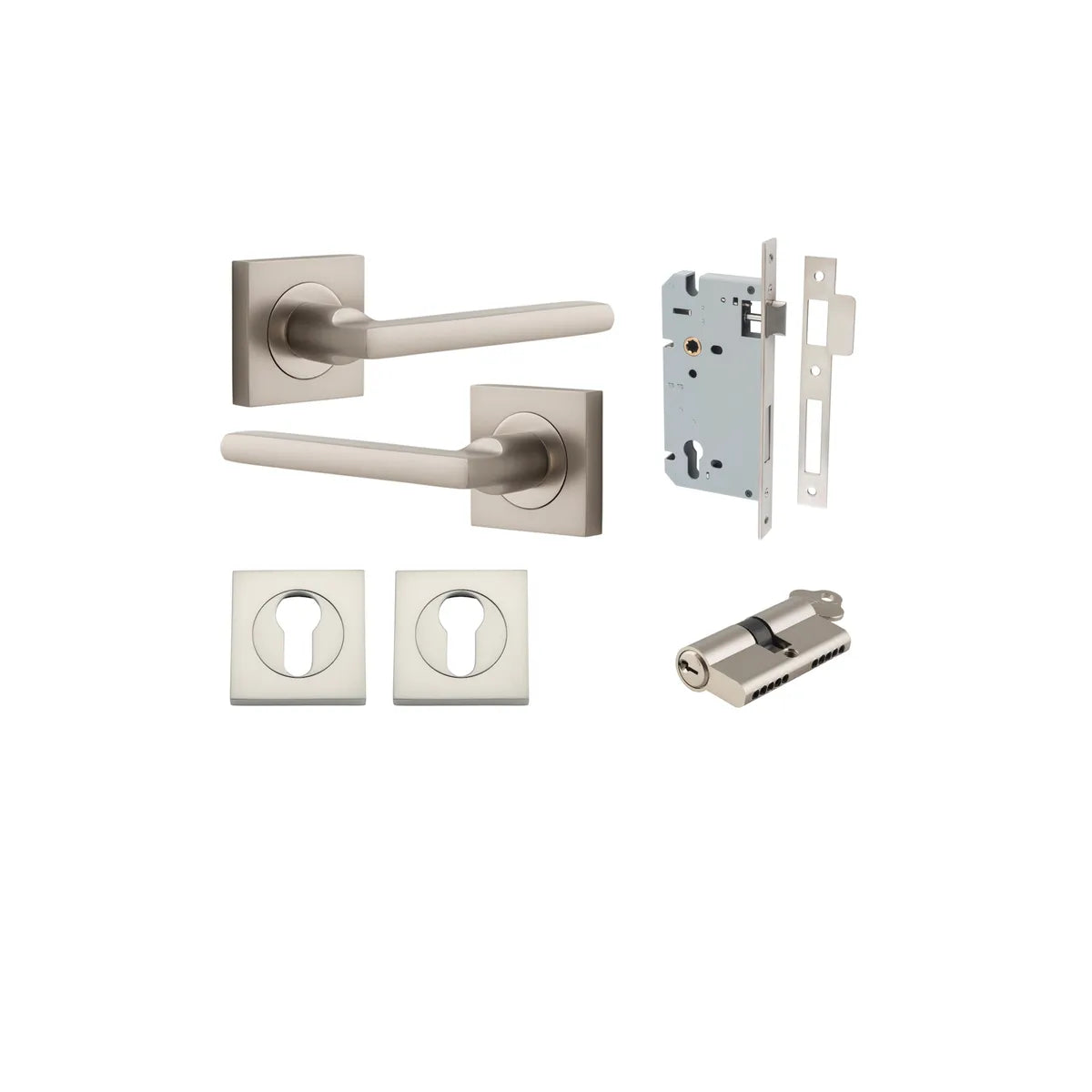 Baltimore Lever - Square Rose Entrance Kit with Separate High Security Lock - entrance set configuration (6 of 14)