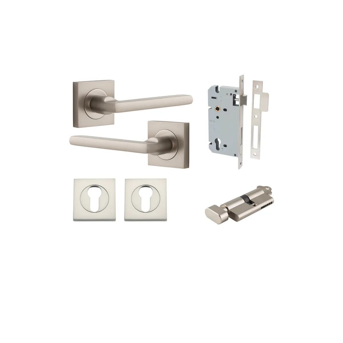 Baltimore Lever - Square Rose Entrance Kit with Separate High Security Lock - entrance set configuration (13 of 14)