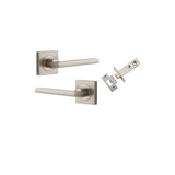 Baltimore Lever - Square Rose Passage Kit in Satin Nickel - rear mounting detail