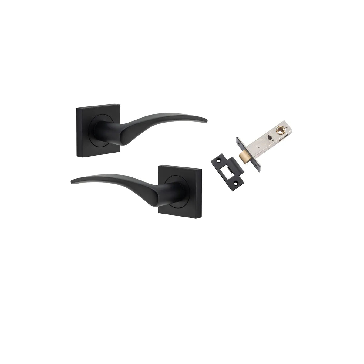 Oxford Lever - Square Rose Passage Kit in Matt Black - angled product view