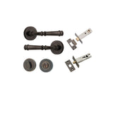 Verona Lever - Round Rose Privacy Kit with Separate Privacy Turn in Signature Brass - privacy set configuration