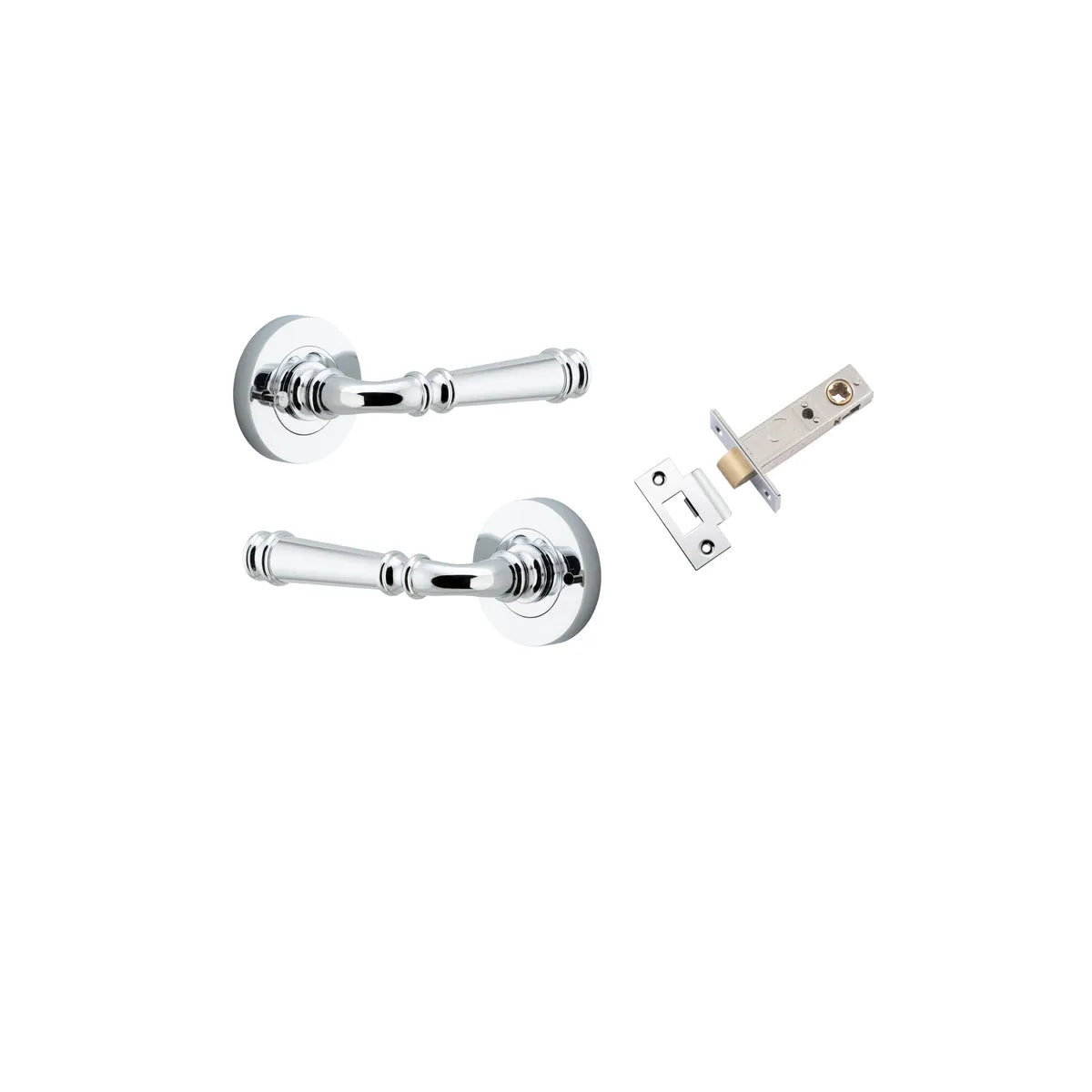 Verona Lever - Round Rose (Inbuilt Privacy) in Polished Chrome - privacy set configuration