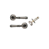 Verona Lever - Round Rose Passage Kit in Distressed Nickel - close-up detail view