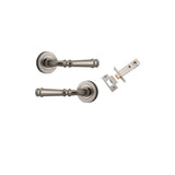 Verona Lever - Round Rose Passage Kit in Satin Nickel - full product view