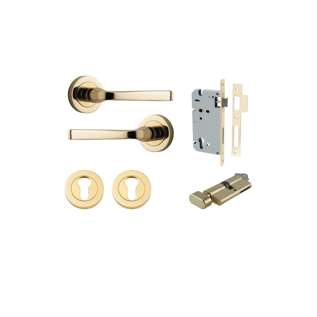 Annecy Lever - Round Rose Entrance Kit with Separate High Security Lock - entrance set configuration (14 of 18)