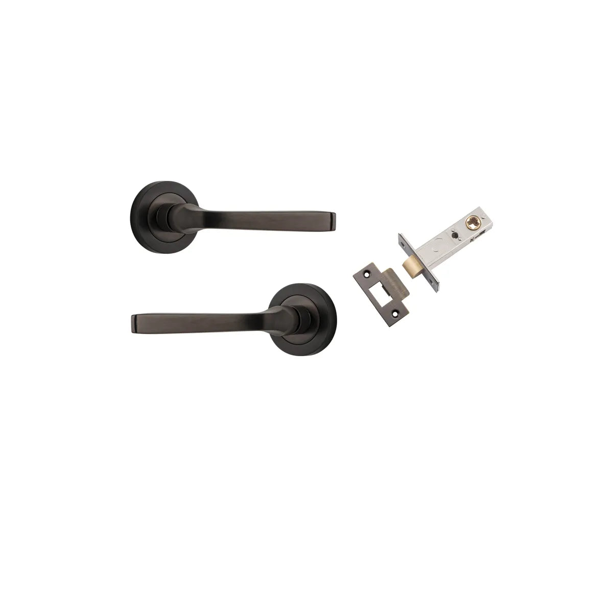 Annecy Lever - Round Rose Passage Kit in Signature Brass - front view