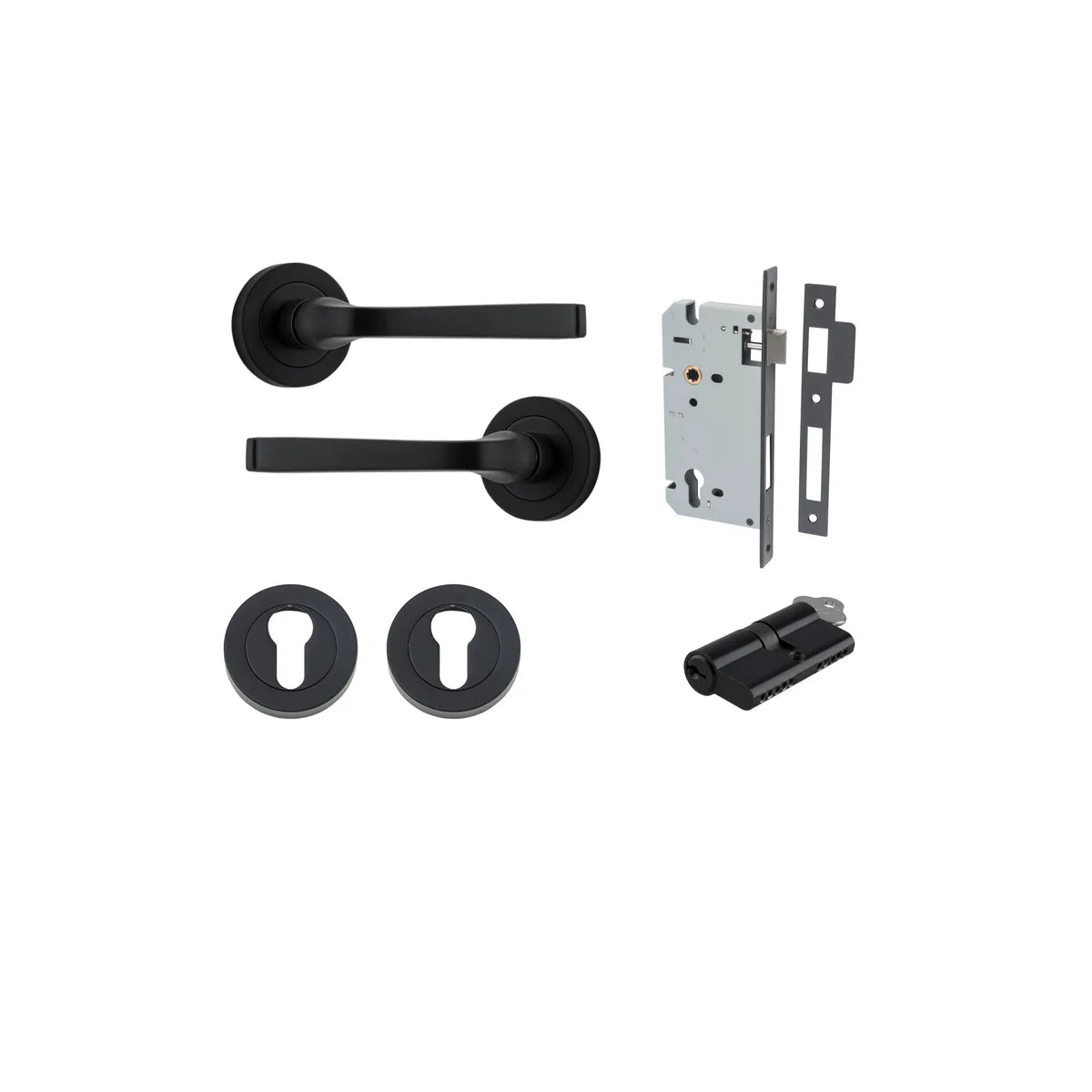 Annecy Lever - Round Rose Entrance Kit with Separate High Security Lock - entrance set configuration (4 of 18)