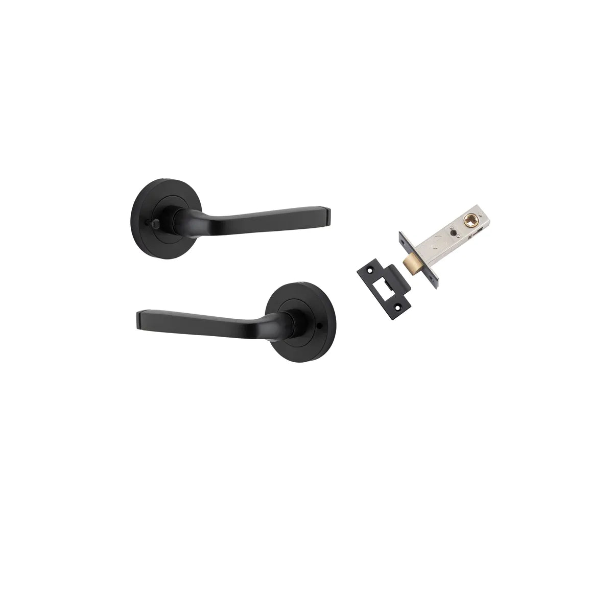 Annecy Lever - Round Rose (Inbuilt Privacy) in Matt Black - privacy set configuration