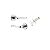 Annecy Lever - Round Rose (Inbuilt Privacy) in Polished Chrome - privacy set configuration