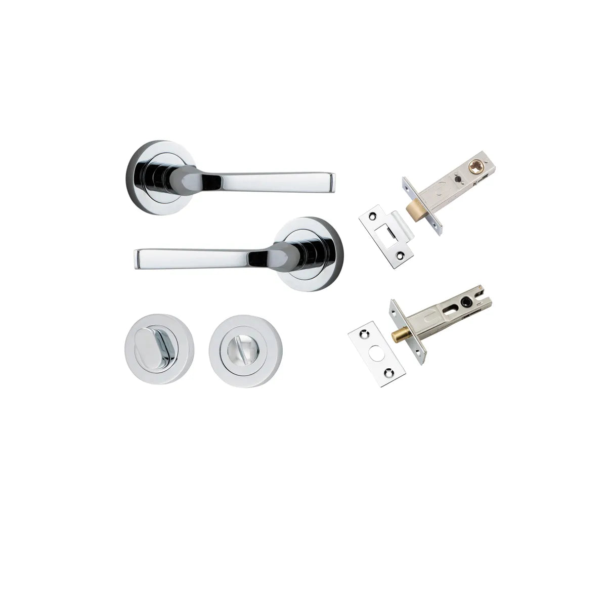 Annecy Lever - Round Rose Privacy Kit with Separate Privacy Turn in Polished Chrome - privacy set configuration