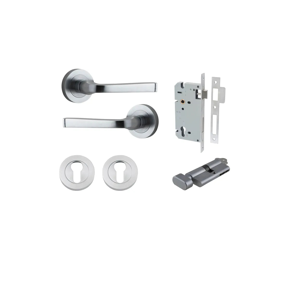 Annecy Lever - Round Rose Entrance Kit with Separate High Security Lock - entrance set configuration (11 of 18)