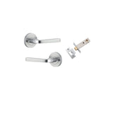 Annecy Lever - Round Rose (Inbuilt Privacy) in Brushed Chrome - privacy set configuration