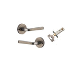 Annecy Lever - Round Rose (Inbuilt Privacy) in Distressed Nickel - privacy set configuration
