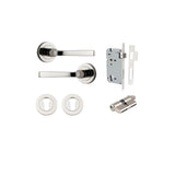 Annecy Lever - Round Rose Entrance Kit with Separate High Security Lock in Brushed Chrome - entrance set configuration