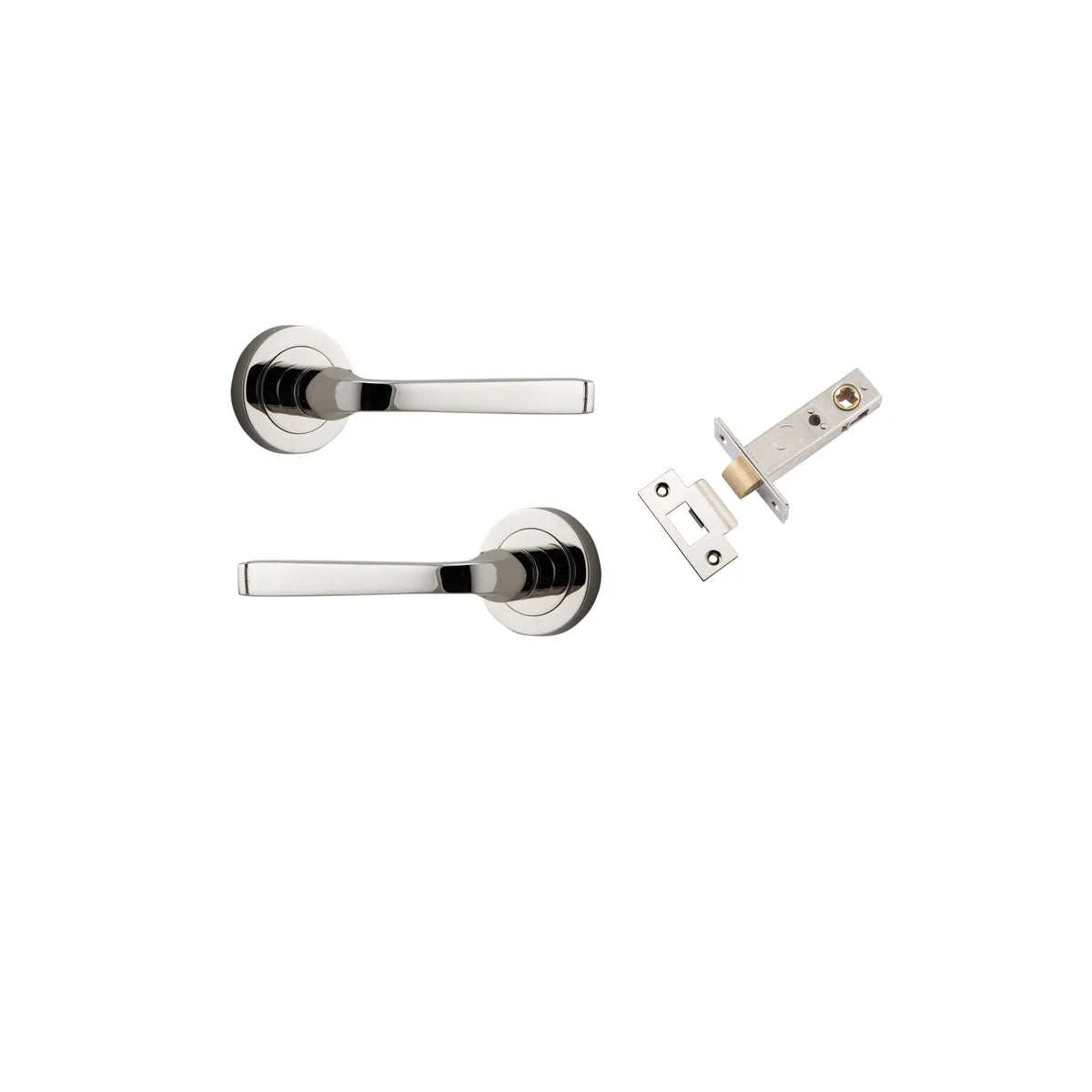 Annecy Lever - Round Rose Passage Kit in Polished Nickel - finish and profile close-up
