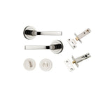 Annecy Lever - Round Rose Privacy Kit with Separate Privacy Turn in Polished Nickel - privacy set configuration