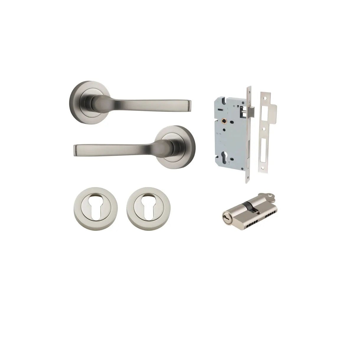 Annecy Lever - Round Rose Entrance Kit with Separate High Security Lock - entrance set configuration (8 of 18)