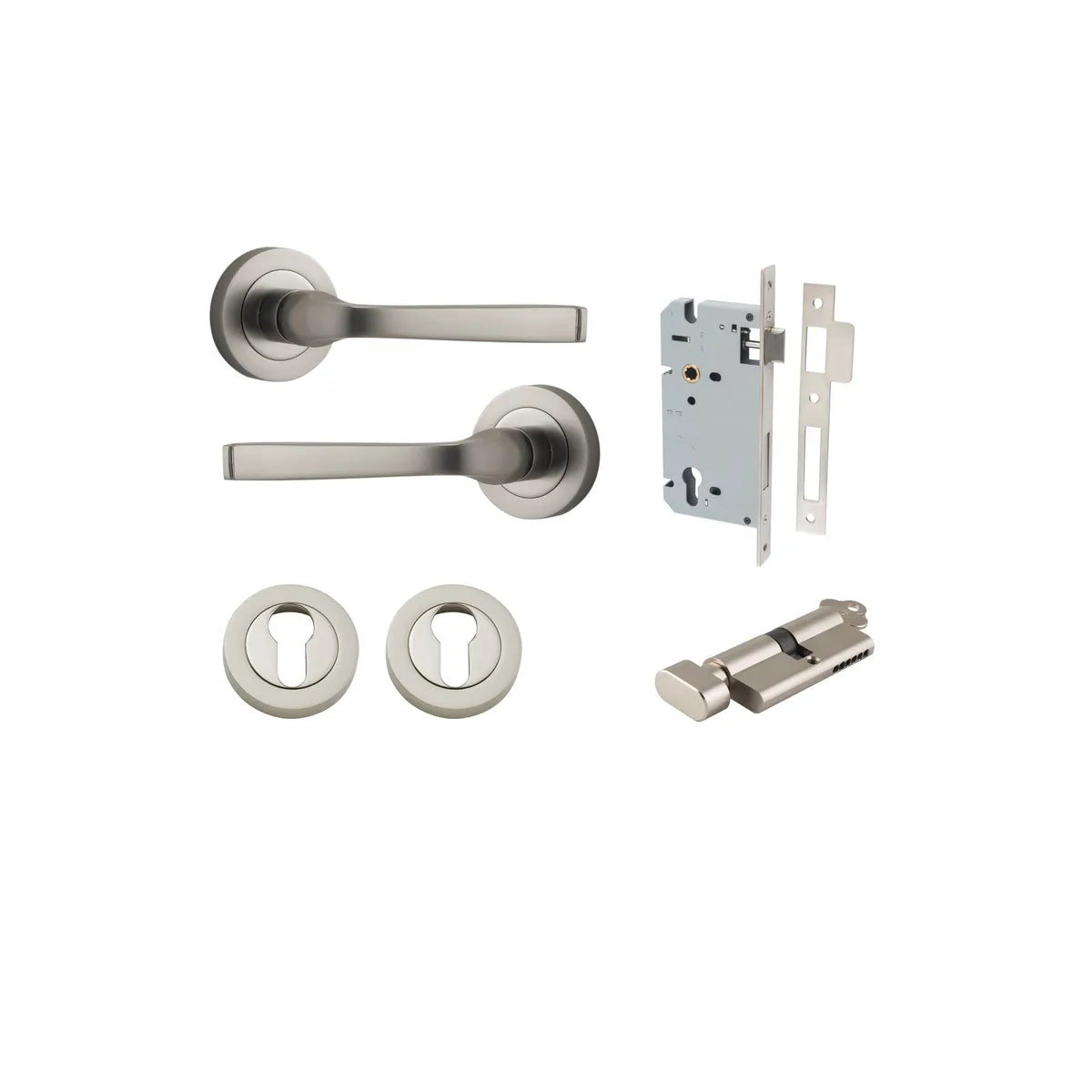 Annecy Lever - Round Rose Entrance Kit with Separate High Security Lock - entrance set configuration (17 of 18)