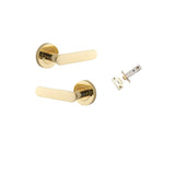 Bronte Lever - Round Rose Privacy Kit (Inbuilt Privacy) in Polished Brass - privacy set configuration