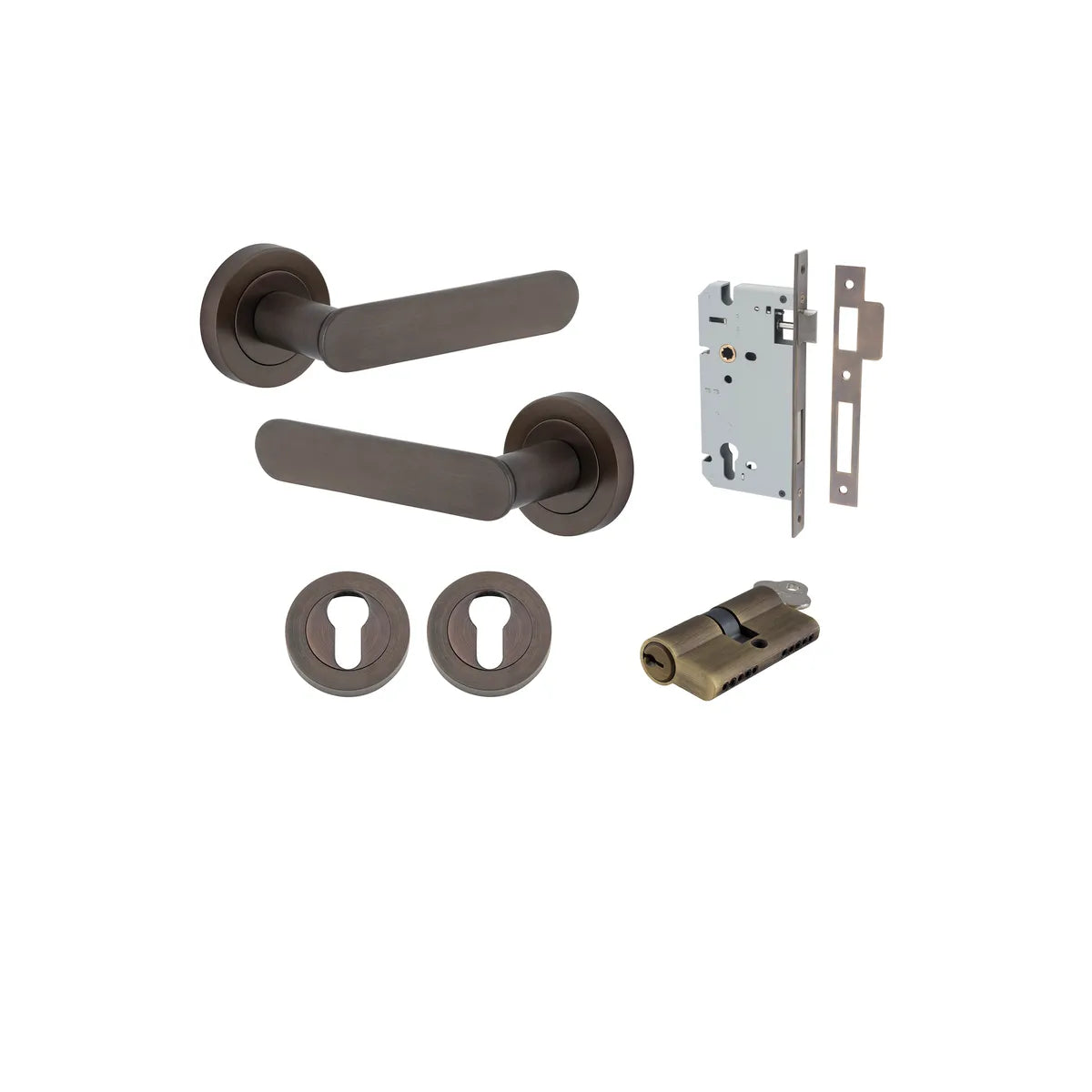 Bronte Lever - Round Rose Entrance Kit with High Security Lock - entrance set configuration (7 of 14)