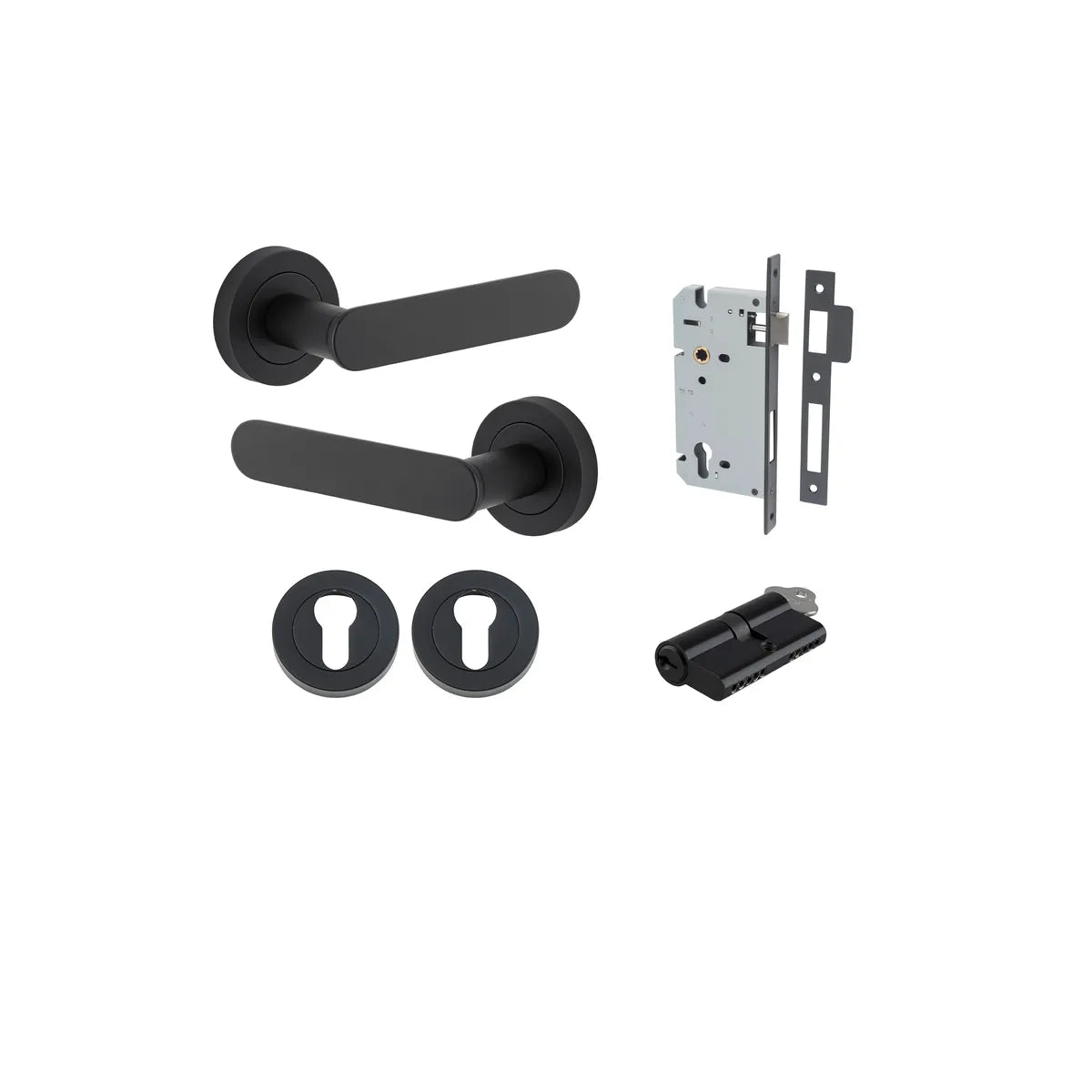 Bronte Lever - Round Rose Entrance Kit with High Security Lock