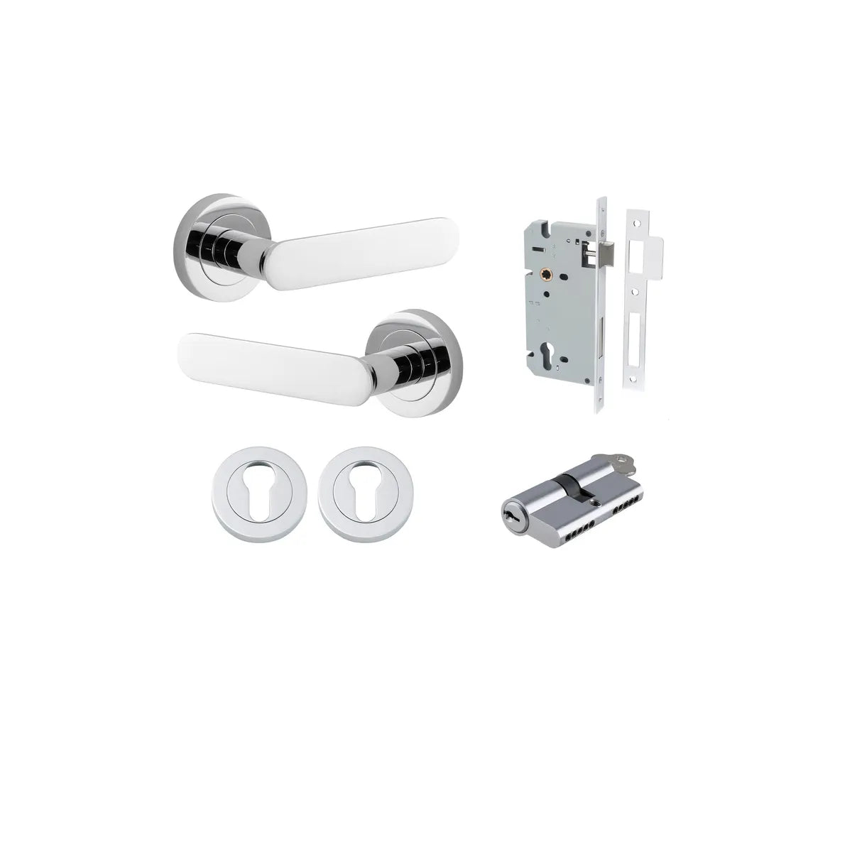 Bronte Lever - Round Rose Entrance Kit with High Security Lock - entrance set configuration (5 of 14)