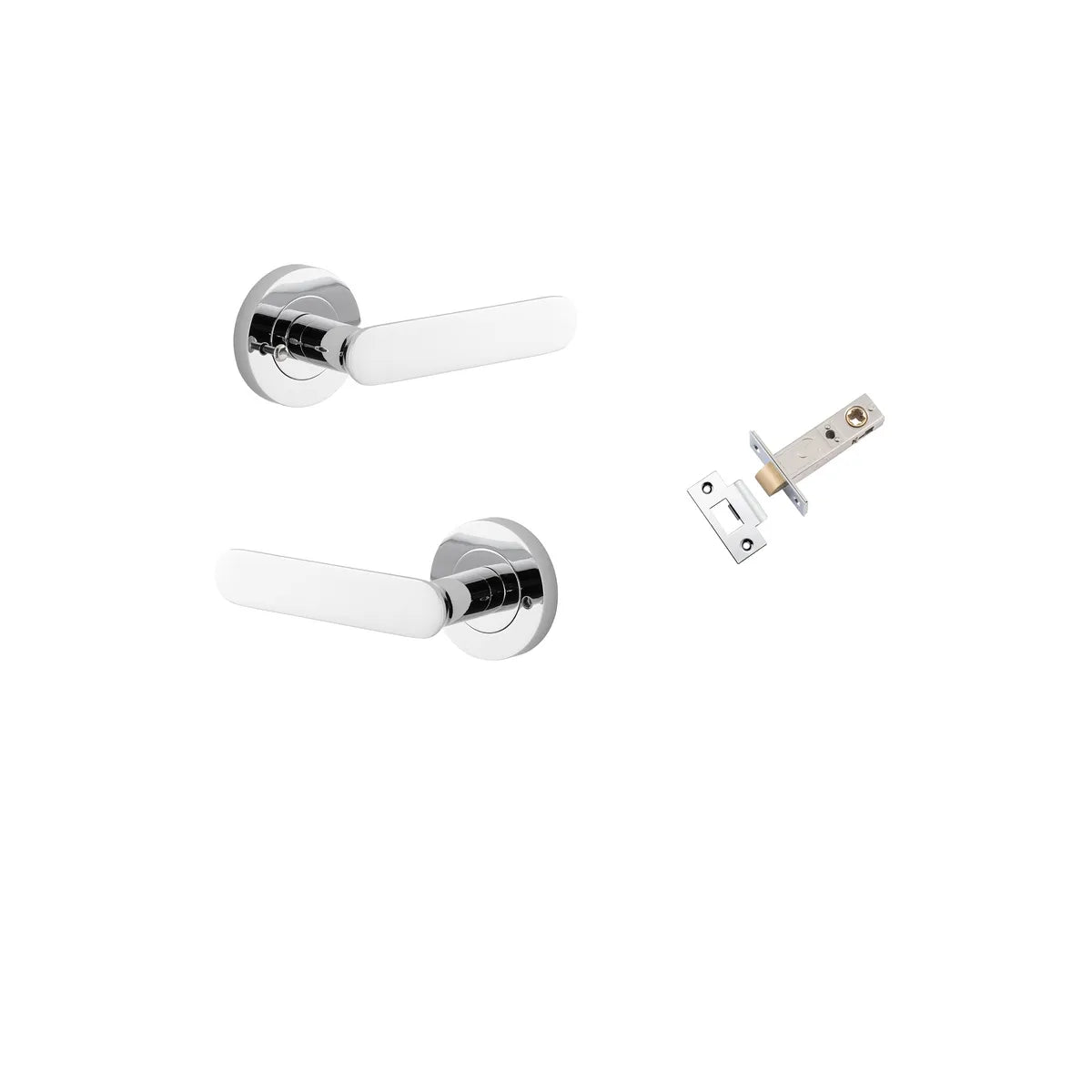 Bronte Lever - Round Rose Privacy Kit (Inbuilt Privacy) in Polished Chrome - privacy set configuration