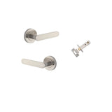 Bronte Lever - Round Rose Privacy Kit (Inbuilt Privacy) in Satin Nickel - privacy set configuration
