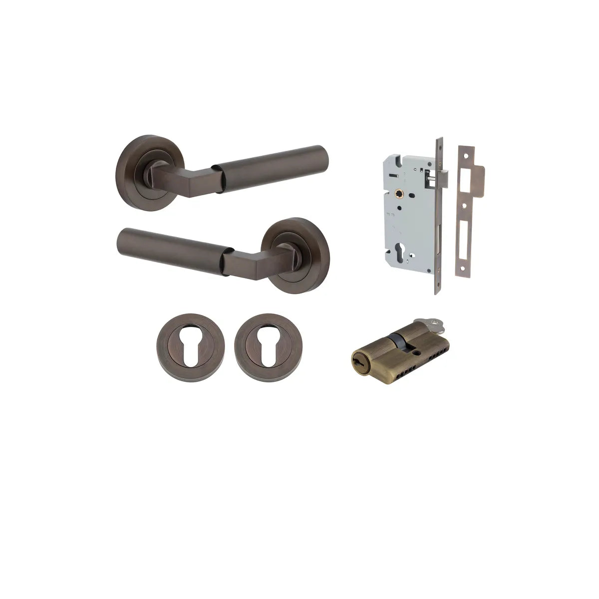 Berlin Lever - Round Rose Entrance Kit with High Security Lock - entrance set configuration (7 of 14)