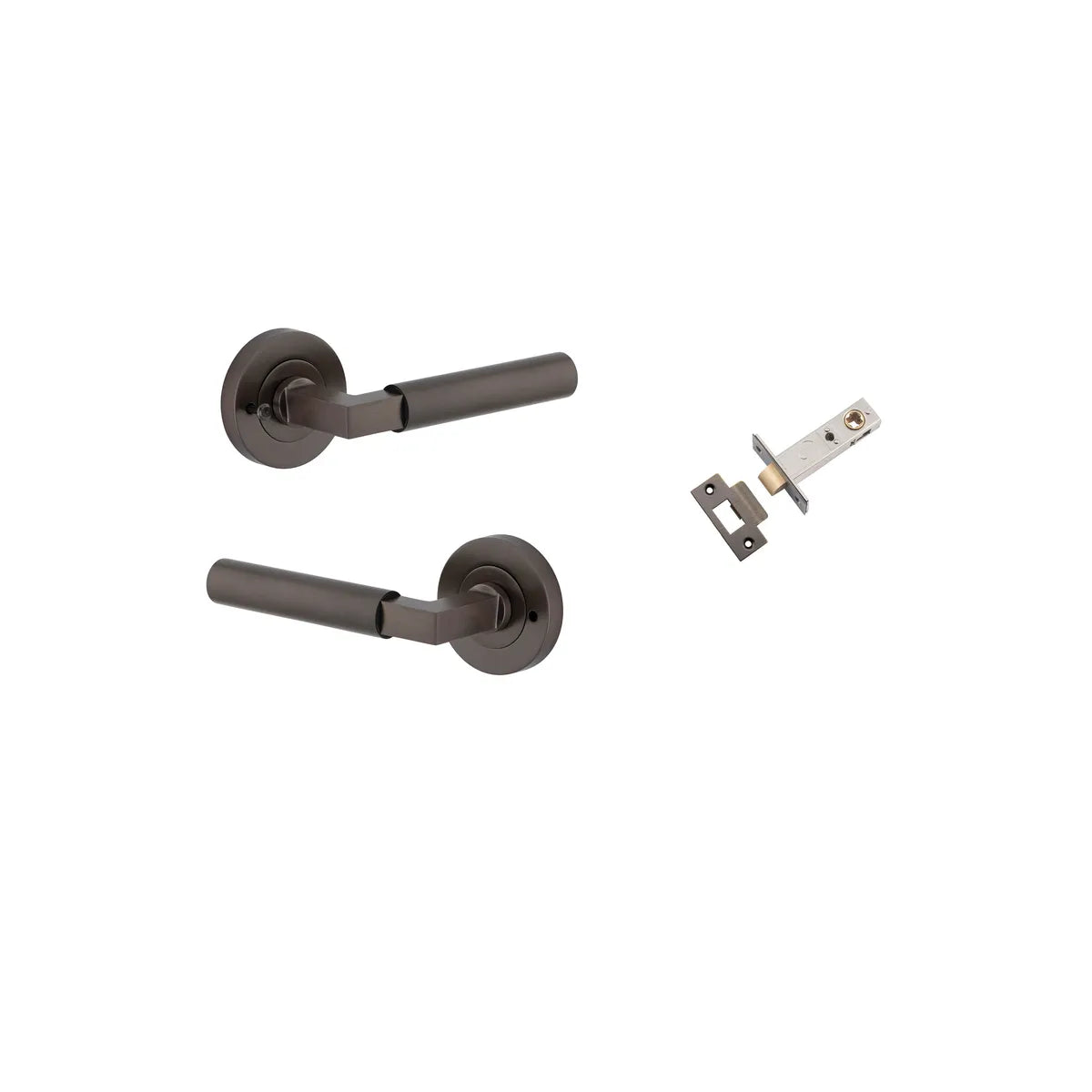 Berlin Lever - Round Rose Privacy Kit (Inbuilt Privacy) in Signature Brass - privacy set configuration