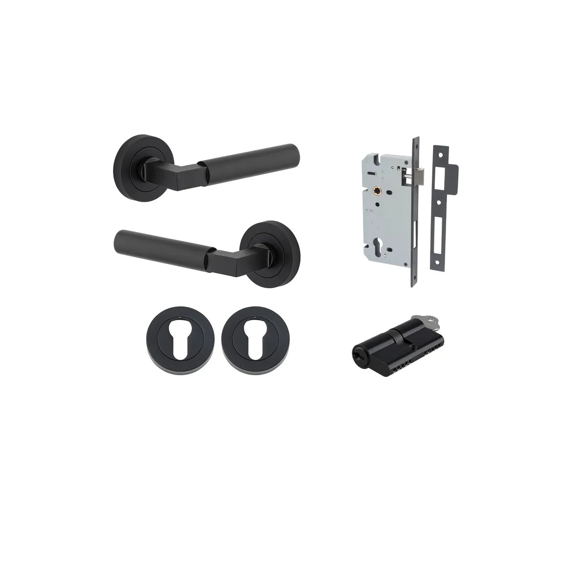 Berlin Lever - Round Rose Entrance Kit with High Security Lock - entrance set configuration (3 of 14)