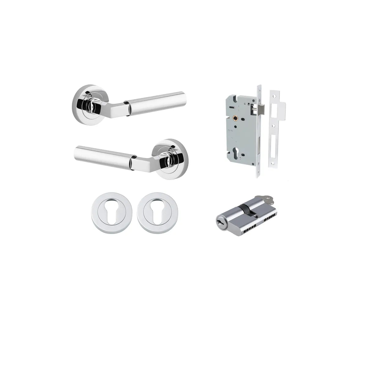 Berlin Lever - Round Rose Entrance Kit with High Security Lock - entrance set configuration (5 of 14)