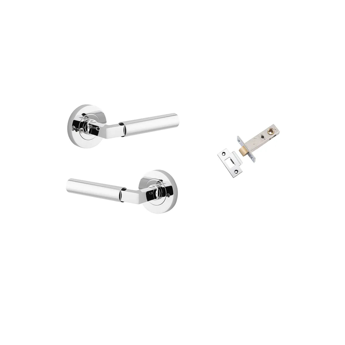 Berlin Lever - Round Rose Privacy Kit (Inbuilt Privacy) in Polished Chrome - privacy set configuration