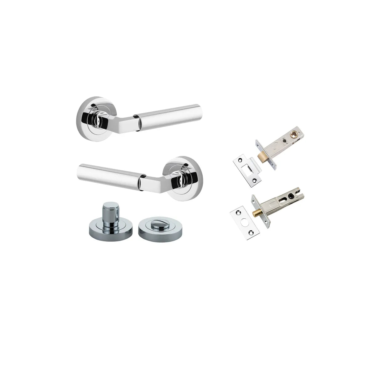 Berlin Lever - Round Rose Privacy Kit in Brushed Brass - privacy set configuration (5 of 7)