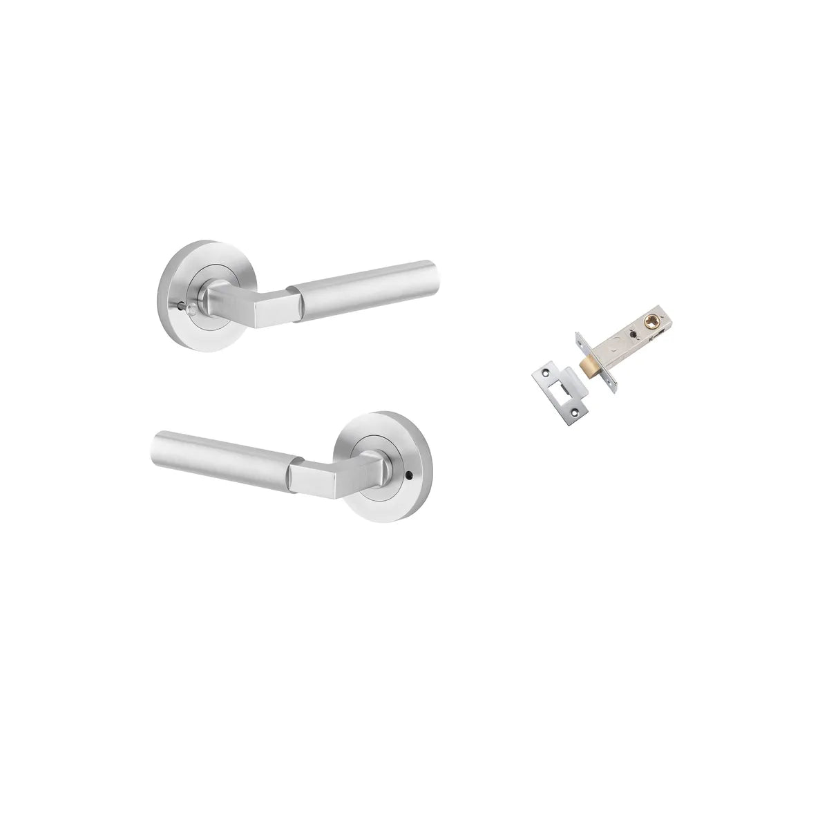 Berlin Lever - Round Rose Privacy Kit (Inbuilt Privacy) in Brushed Chrome - privacy set configuration