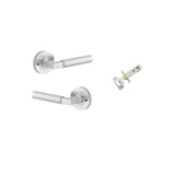 Berlin Lever - Round Rose Privacy Kit (Inbuilt Privacy) in Brushed Chrome - privacy set configuration
