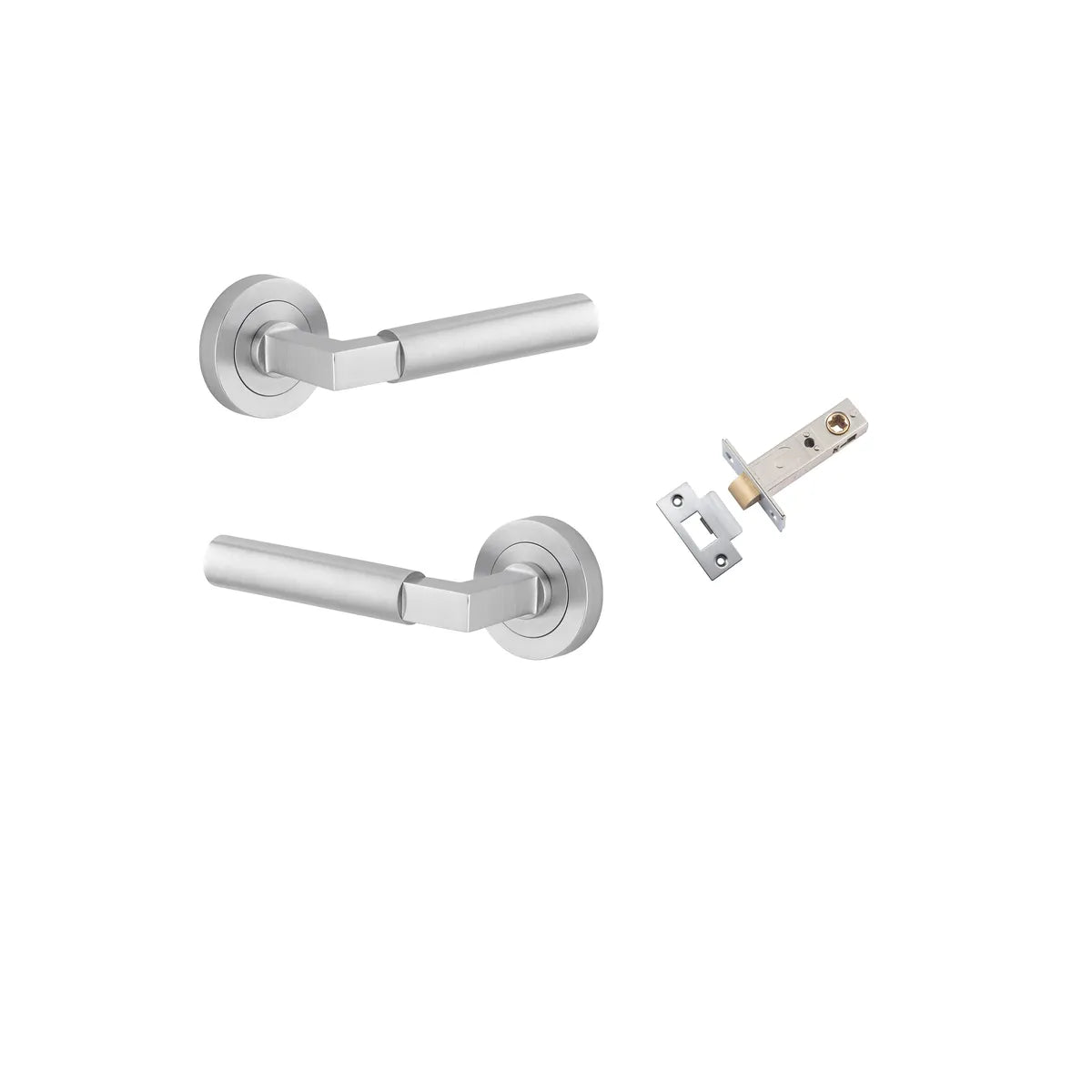 Berlin Lever - Round Rose Passage Kit in Brushed Chrome - angled product view
