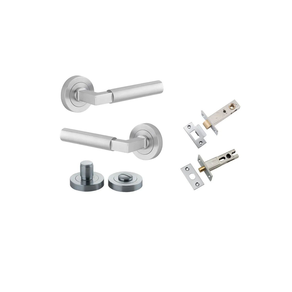 Berlin Lever - Round Rose Privacy Kit in Brushed Chrome - privacy set configuration