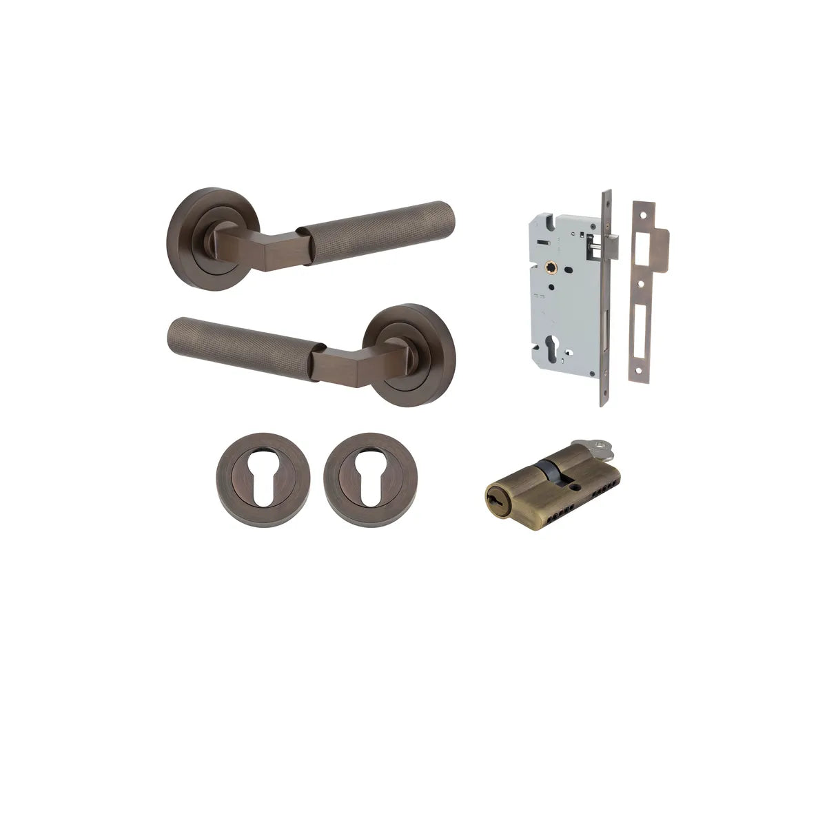Brunswick Lever - Round Rose Entrance Kit with High Security Lock - entrance set configuration (6 of 12)