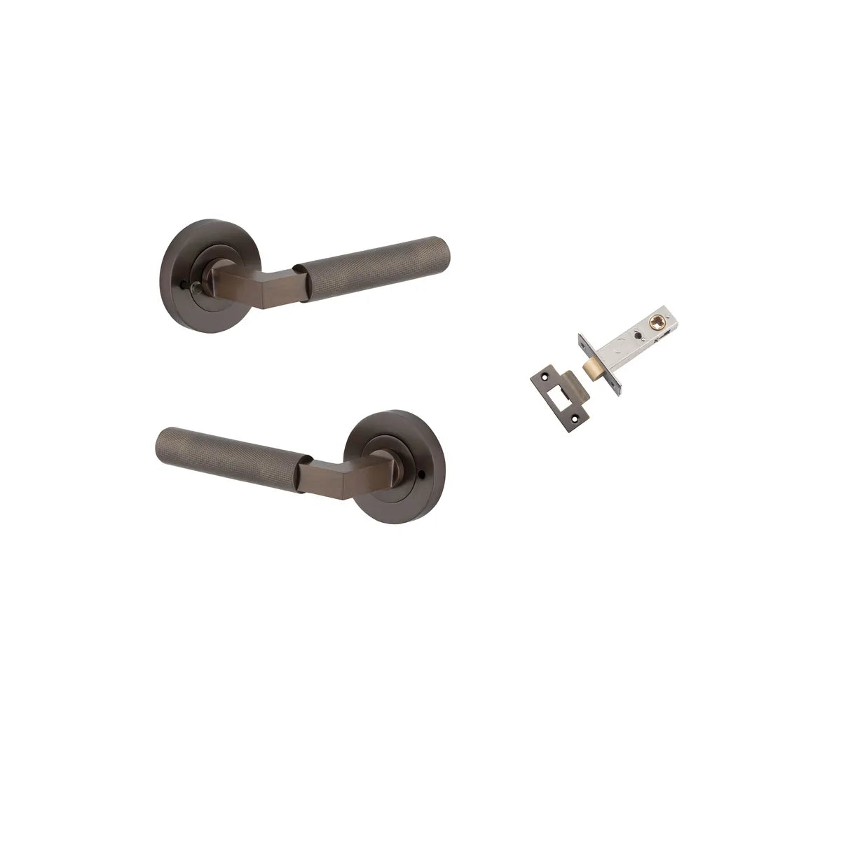 Brunswick Lever - Round Rose Privacy Kit (Inbuilt Privacy) in Brushed Chrome - privacy set configuration (6 of 6)
